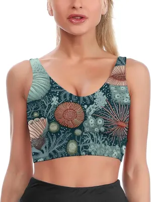 Sunken Treasure Pattern Monochrome Print Sports Bras for Women High Support High Impact Sports Bras Supportive