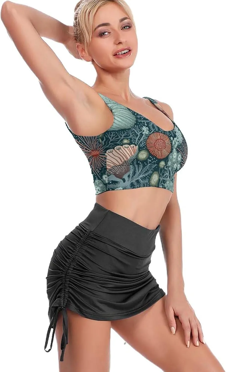 Sunken Treasure Pattern Monochrome Print Sports Bras for Women High Support High Impact Sports Bras Supportive