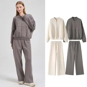 Sweater cardigan and joggers tracksuit set comfy wear