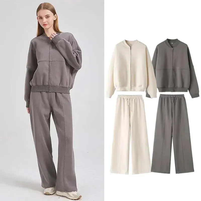 Sweater cardigan and joggers tracksuit set comfy wear