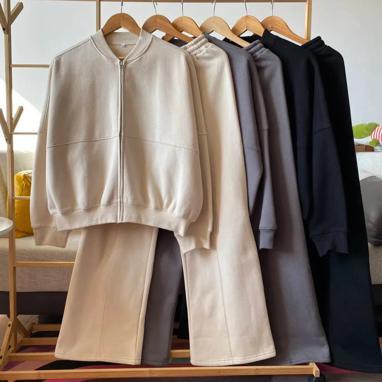 Sweater cardigan and joggers tracksuit set comfy wear