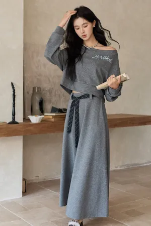 Sweatshirt and Skirt Suit Set