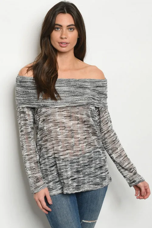 Talia Gray Off Shoulder Knit Top