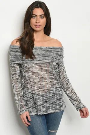 Talia Gray Off Shoulder Knit Top