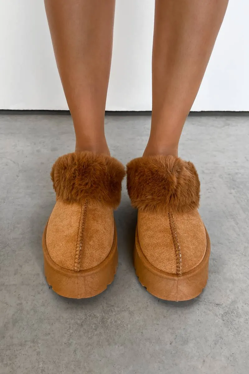 TAMARA Mini Platform Ankle Slippers - Camel