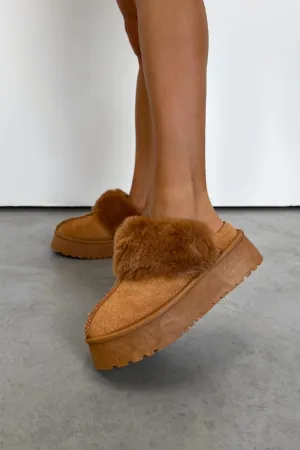 TAMARA Mini Platform Ankle Slippers - Camel