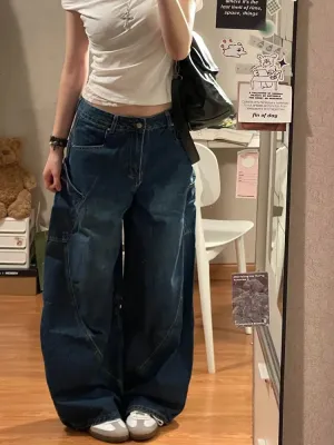 TAVIMART  -  Harajuku Casual 90S High Waist Loose Jeans 2024 Winter Pants Women's Y2K Wide Leg Baggy Street Style Denim Trouser