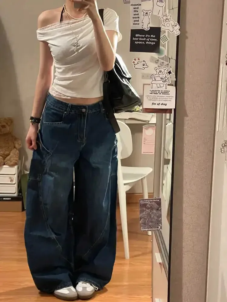 TAVIMART  -  Harajuku Casual 90S High Waist Loose Jeans 2024 Winter Pants Women's Y2K Wide Leg Baggy Street Style Denim Trouser