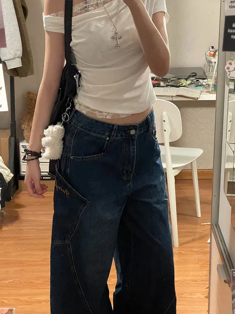 TAVIMART  -  Harajuku Casual 90S High Waist Loose Jeans 2024 Winter Pants Women's Y2K Wide Leg Baggy Street Style Denim Trouser