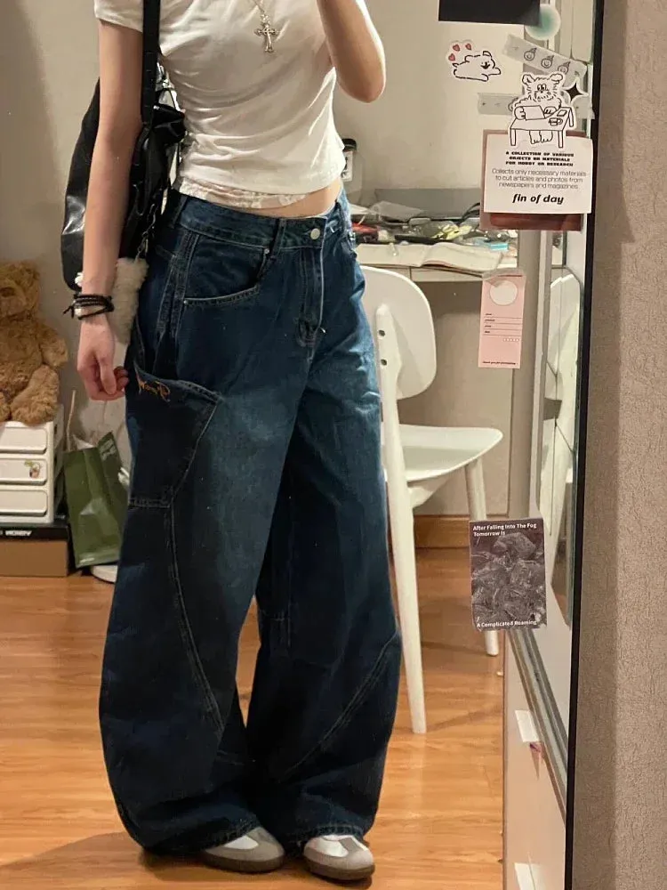 TAVIMART  -  Harajuku Casual 90S High Waist Loose Jeans 2024 Winter Pants Women's Y2K Wide Leg Baggy Street Style Denim Trouser