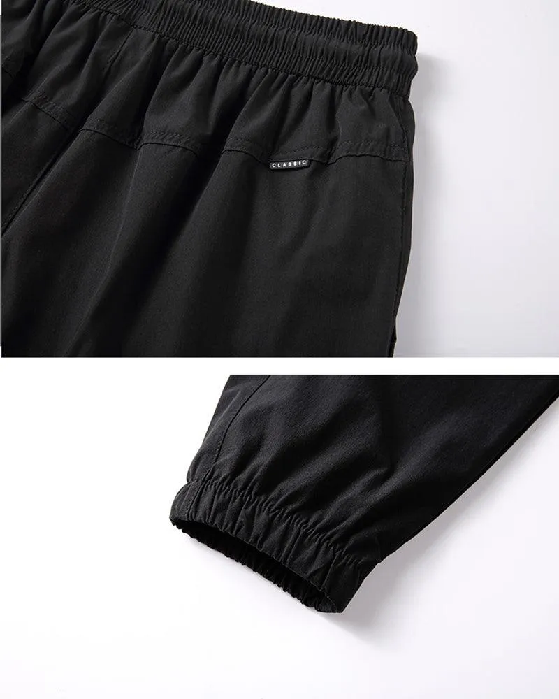 Techwear Ice Silk Black Jogger Pants