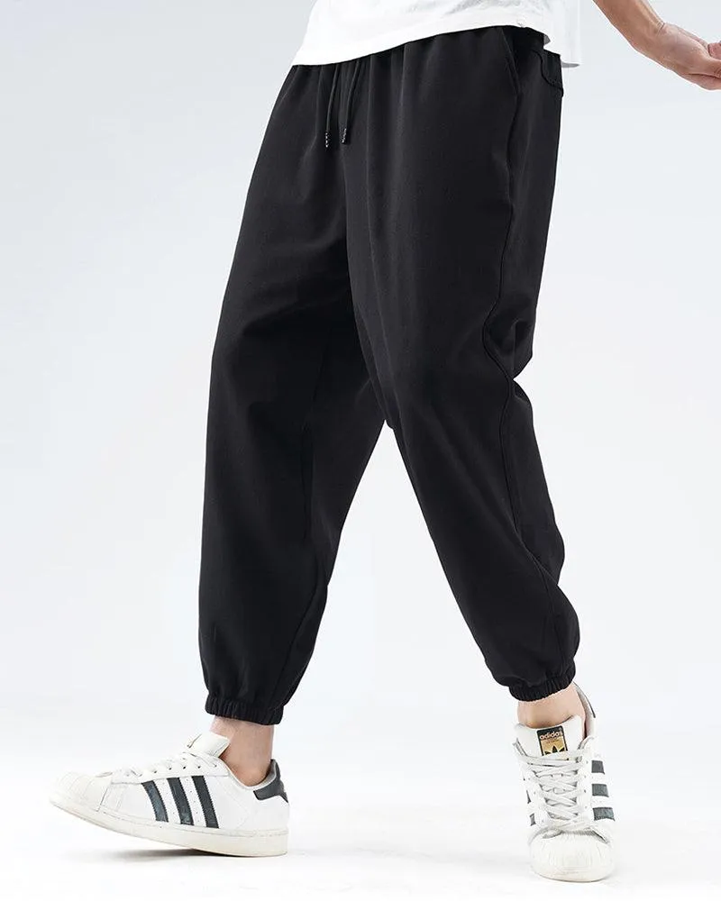 Techwear Ice Silk Black Jogger Pants