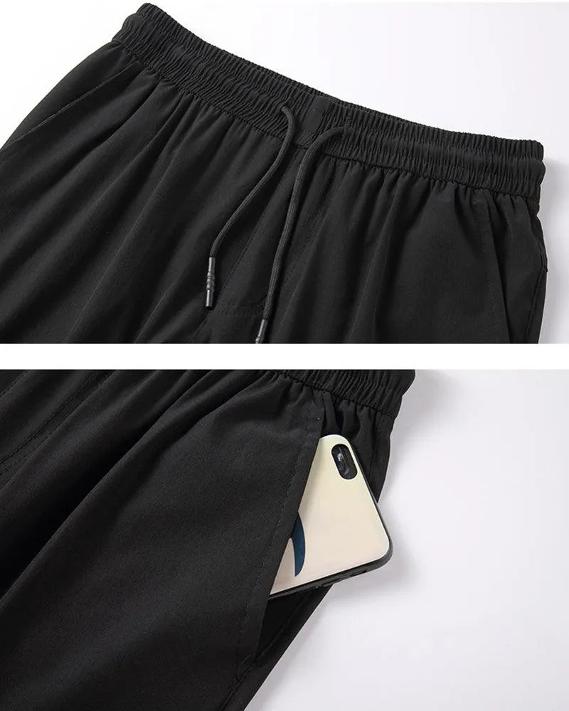 Techwear Ice Silk Black Jogger Pants