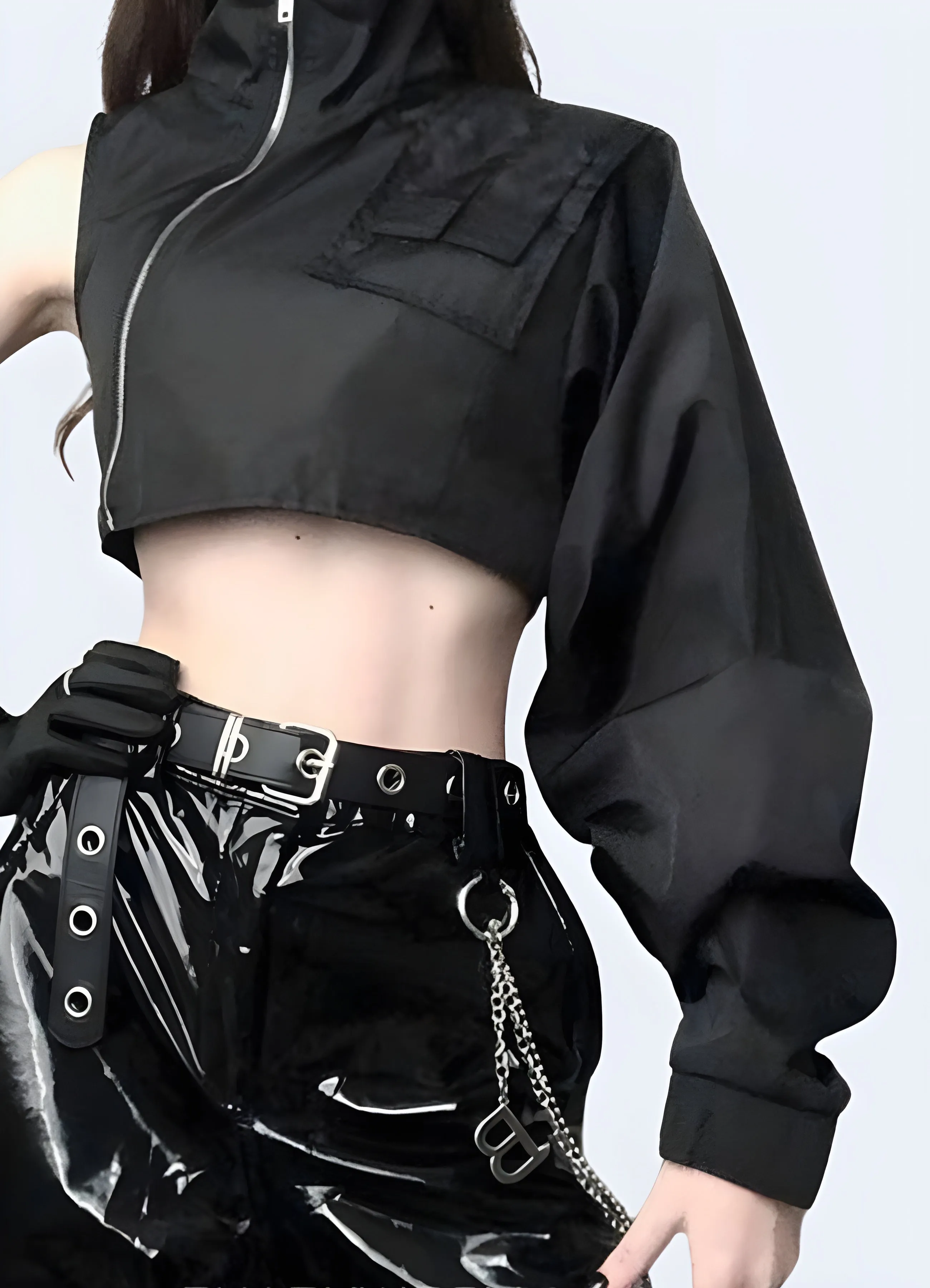Techwear One Sleeve Jacket with Zipper