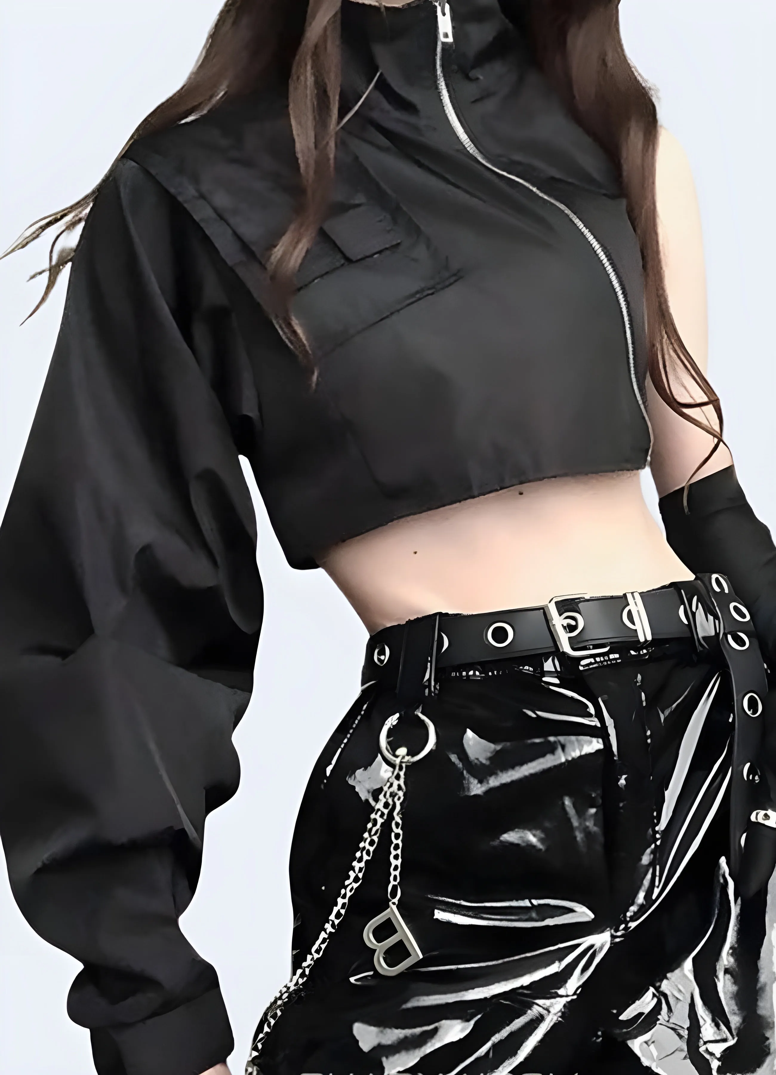 Techwear One Sleeve Jacket with Zipper