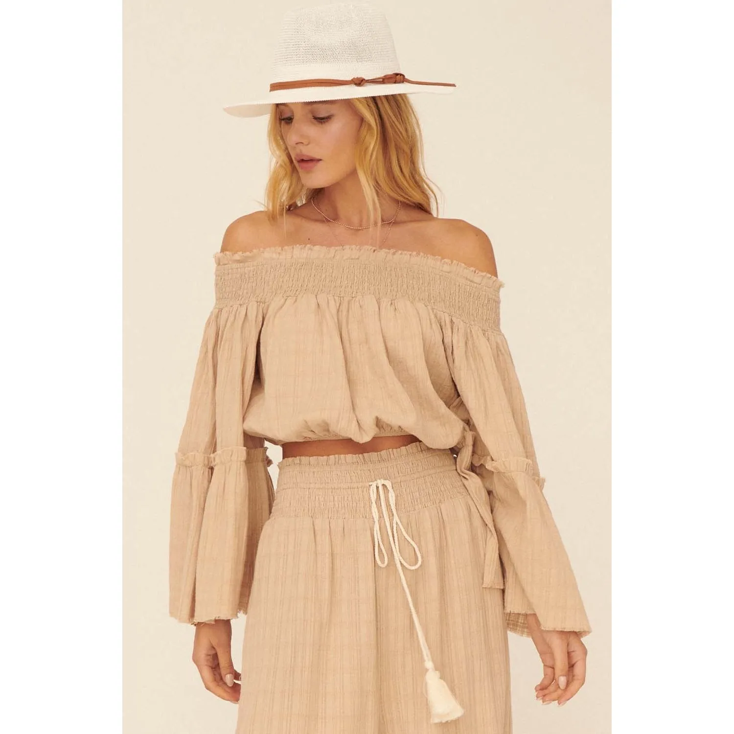 Thelma Off Shoulder Bell Sleeve Peasant Top