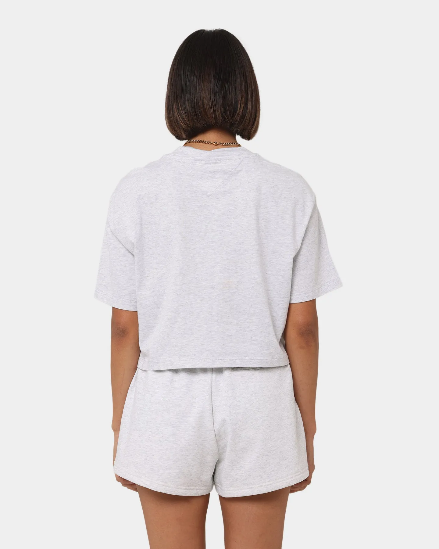 Tommy Jeans Women's TJW Oversized Cropped Modern Athletic T-Shirt Silver Grey Heather