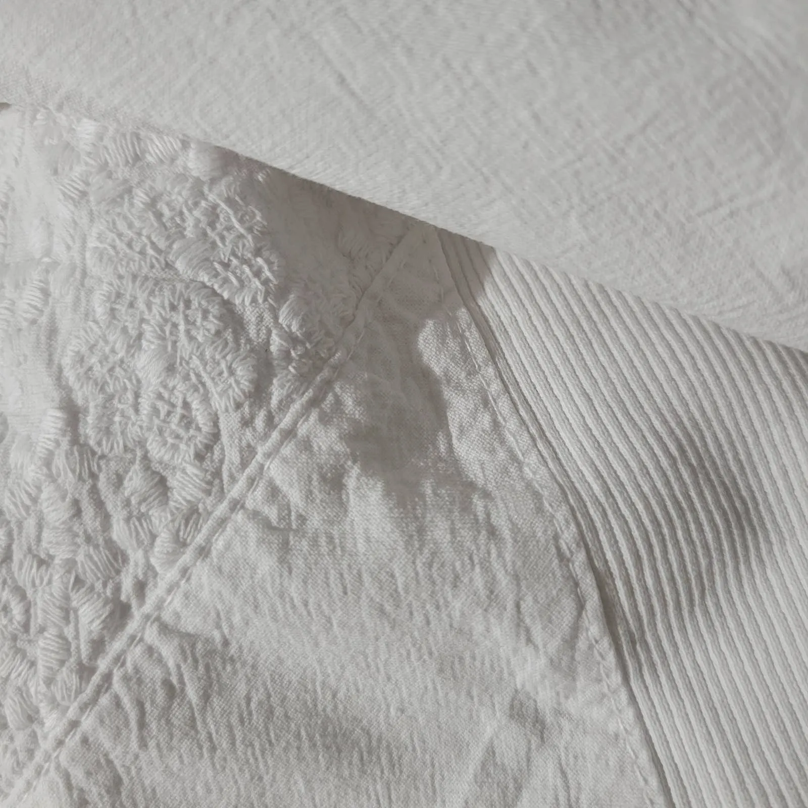 Toque de Algodon White Cotton Poplin Shirt Corset Seaming Slim Fitted Crinkled Size XXL