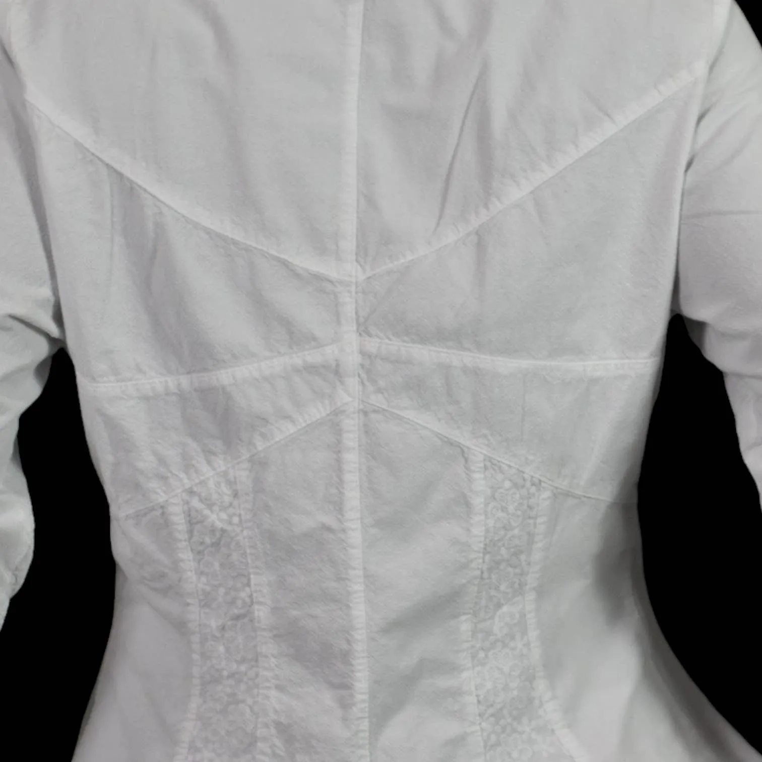 Toque de Algodon White Cotton Poplin Shirt Corset Seaming Slim Fitted Crinkled Size XXL