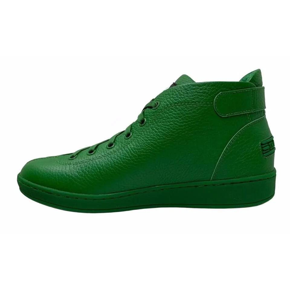 Travel Fox Men's Green Nappa Leather Mid Top Sneakers 915601 20