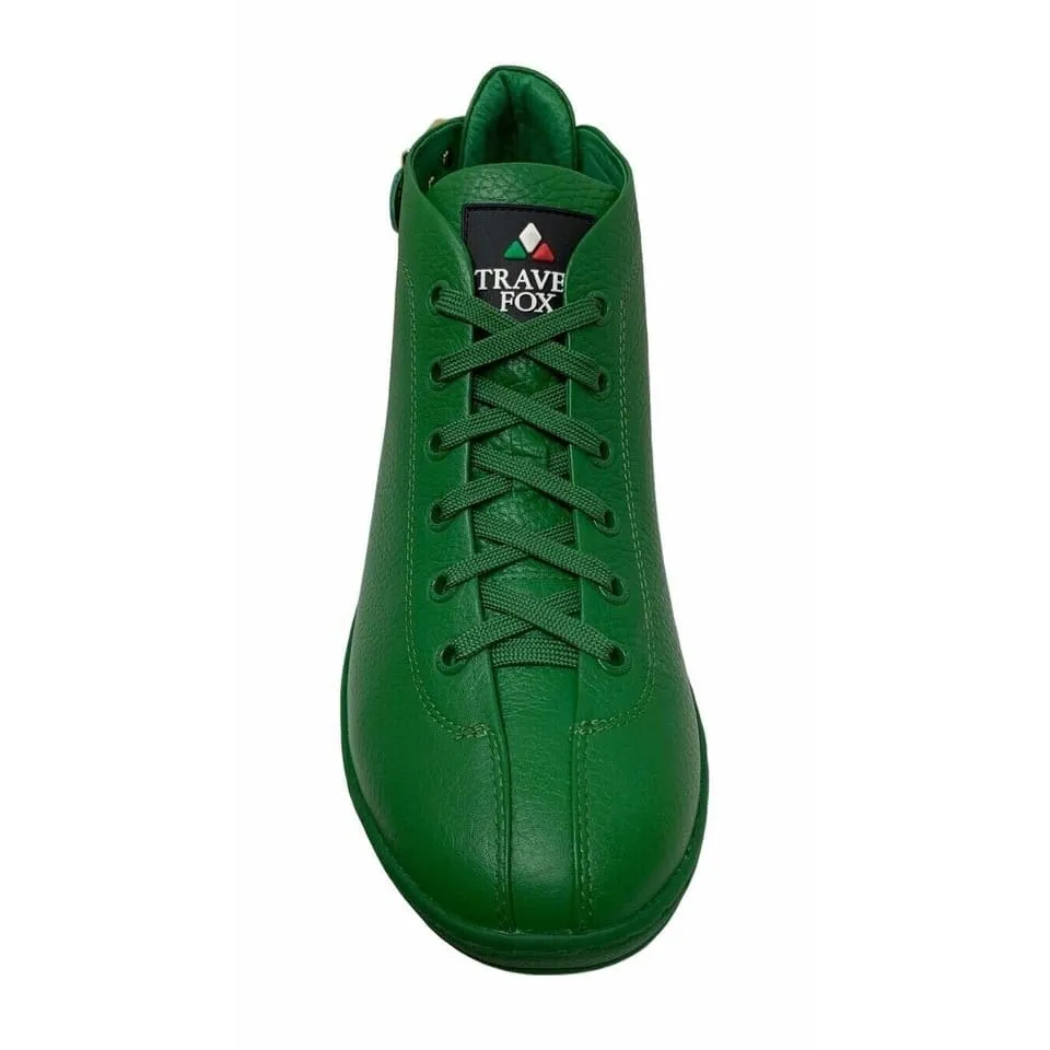 Travel Fox Men's Green Nappa Leather Mid Top Sneakers 915601 20