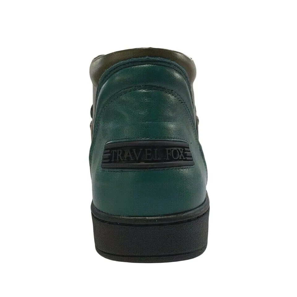 Travel Fox Men's Khaki Multi Green Leather Mid Top Sneakers 916103 181