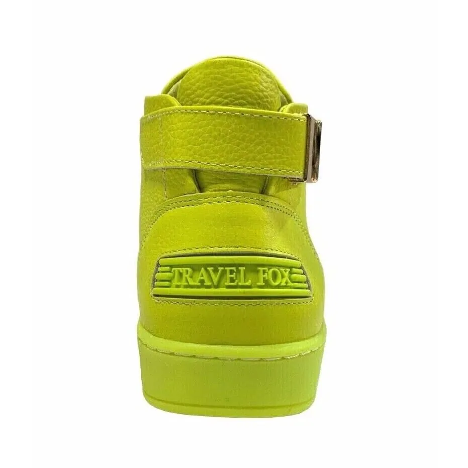 Travel Fox Men's Neon Green Nappa Leather Mid Top Sneakers 915601 39
