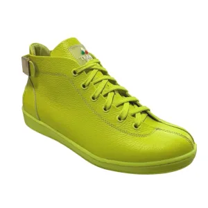 Travel Fox Men's Neon Green Nappa Leather Mid Top Sneakers 915601 39