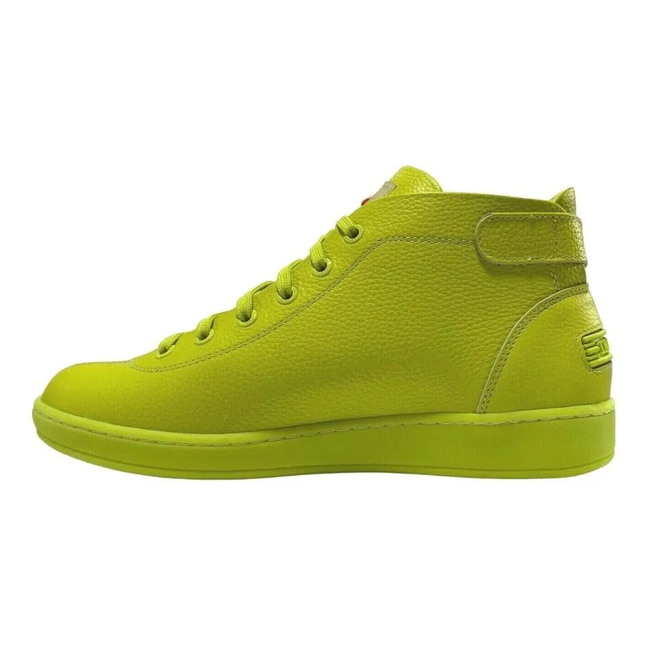 Travel Fox Men's Neon Green Nappa Leather Mid Top Sneakers 915601 39