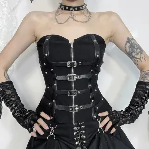 Trend4us Women's Gothic Buckled Strapless Corset Top