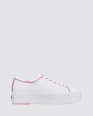 TRIPLE UP PLATFORM SNEAKERS POP BINDING WHITE/FUCHSIA LEATHER