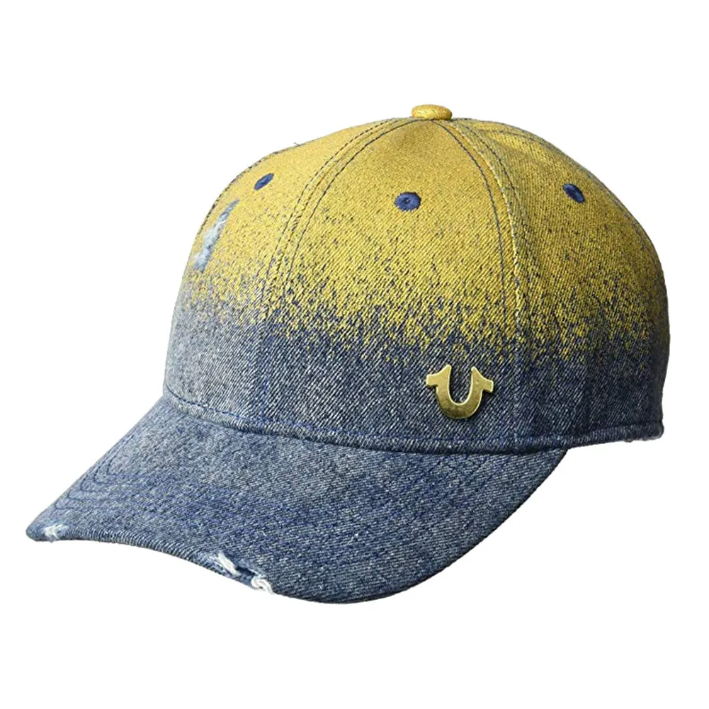 True Religion Men's Athletic Designer Fashion Metallic Denim Baseball Cap Hat