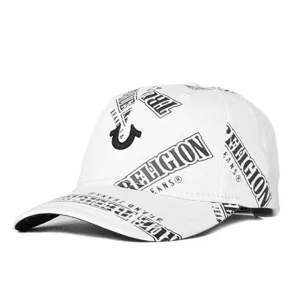 True Religion Men's Athletic Wear Fashion Name Repeat Print Baseball Cap Hat