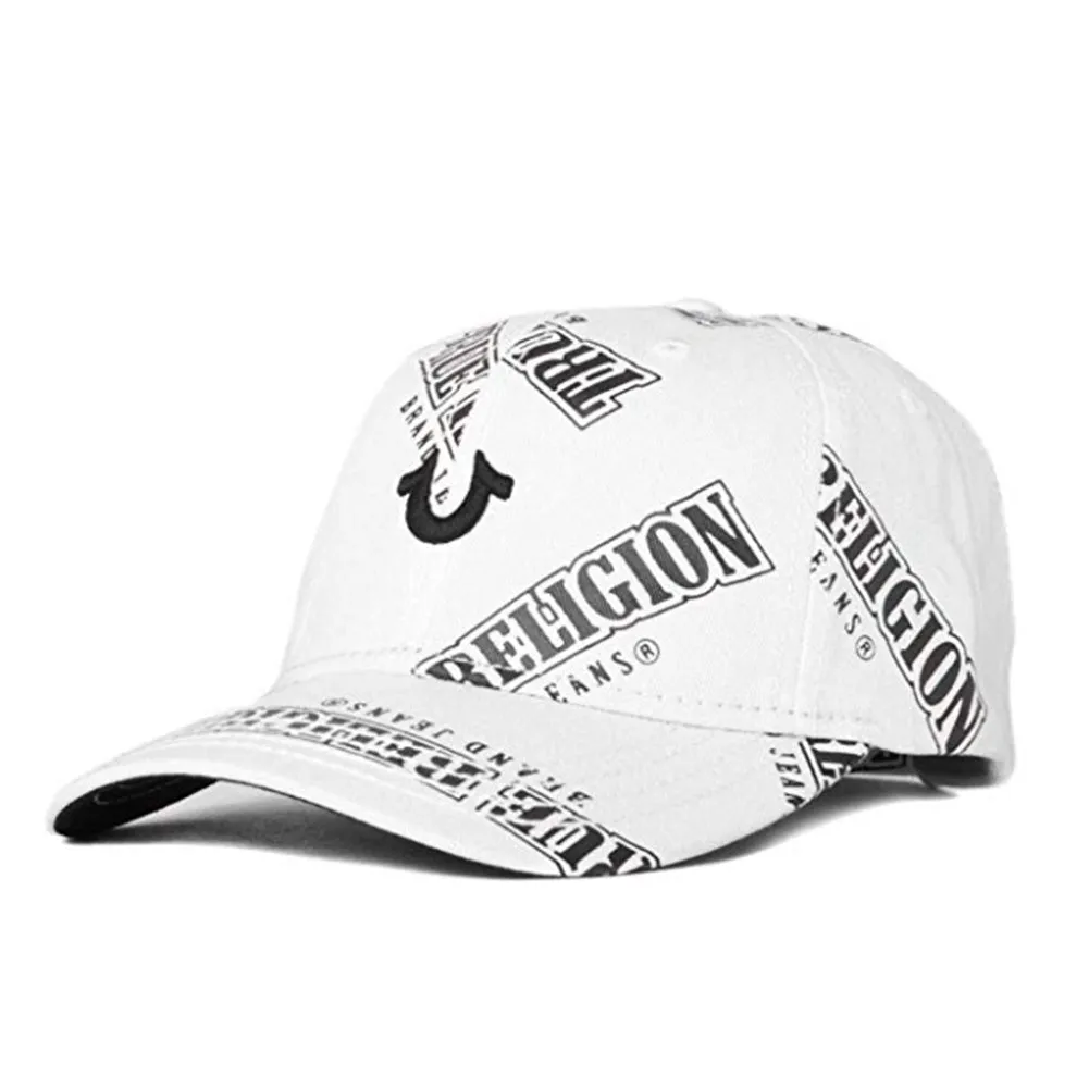 True Religion Men's Athletic Wear Fashion Name Repeat Print Baseball Cap Hat