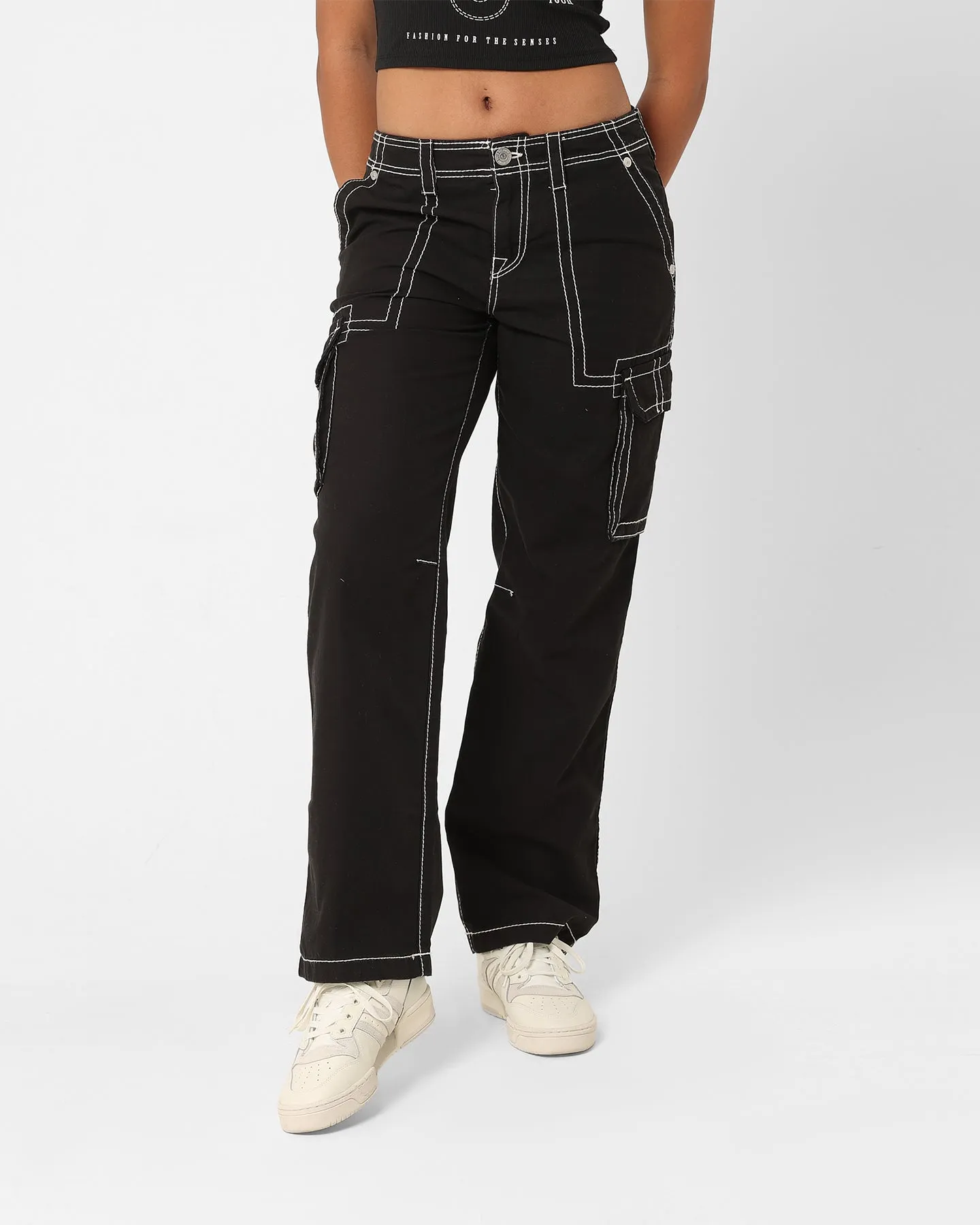 True Religion Women's Big T Cargo Pants Coal