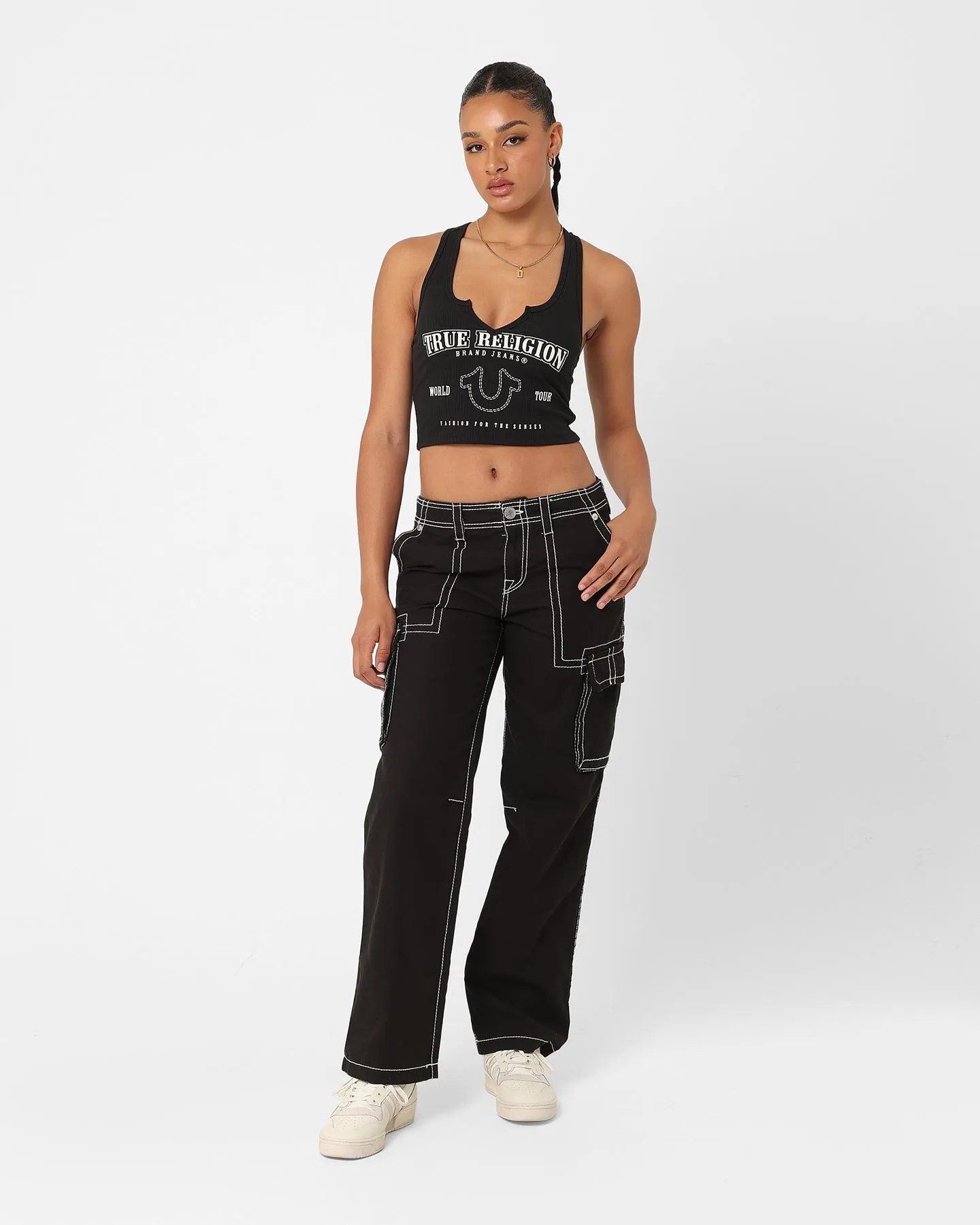True Religion Women's Big T Cargo Pants Coal