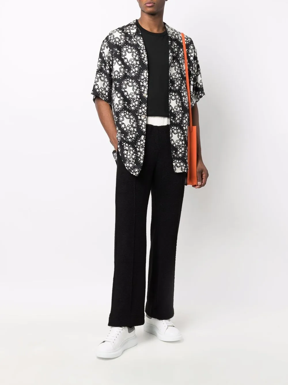 two-tone knitted trousers