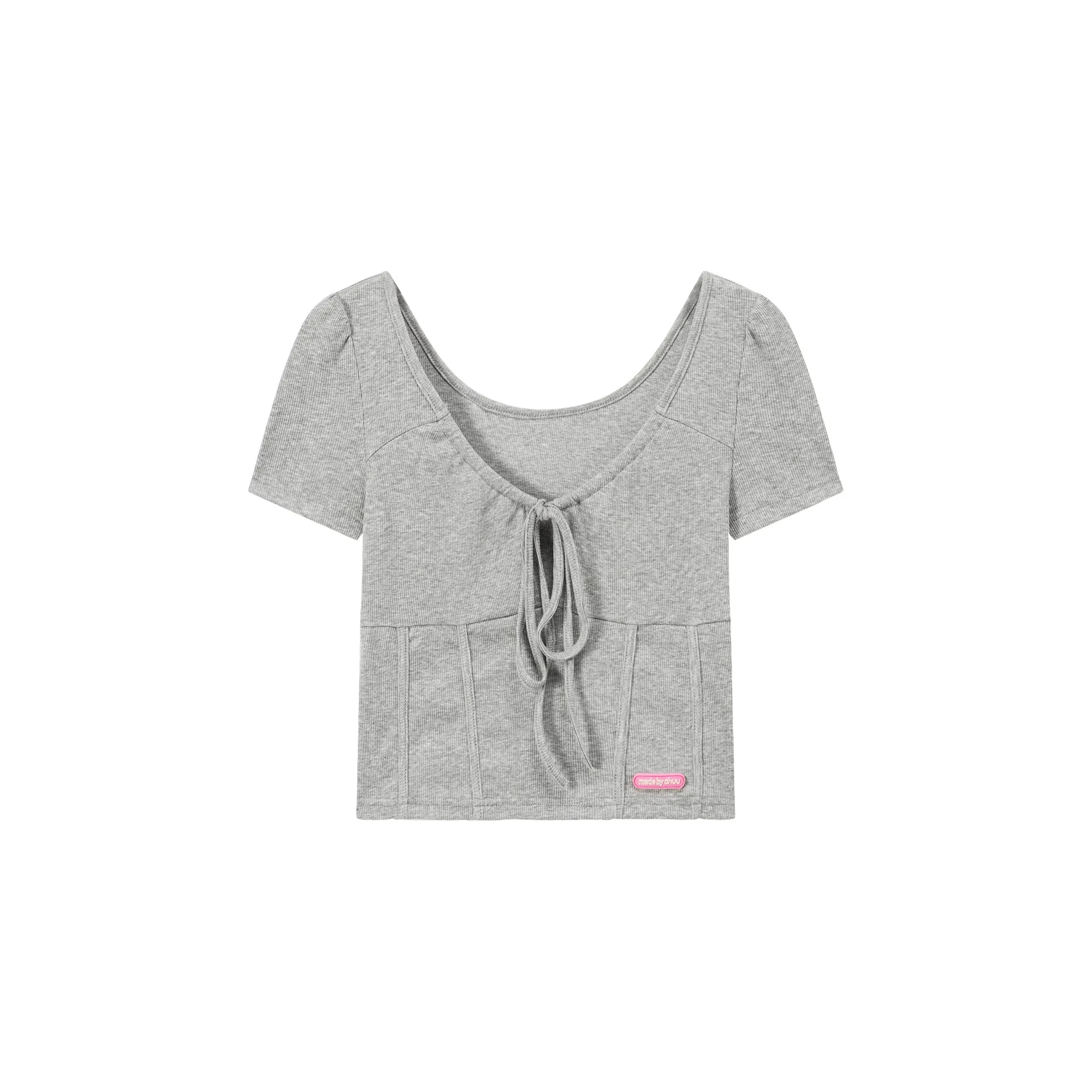 U-Neck Shirring String Corset Top