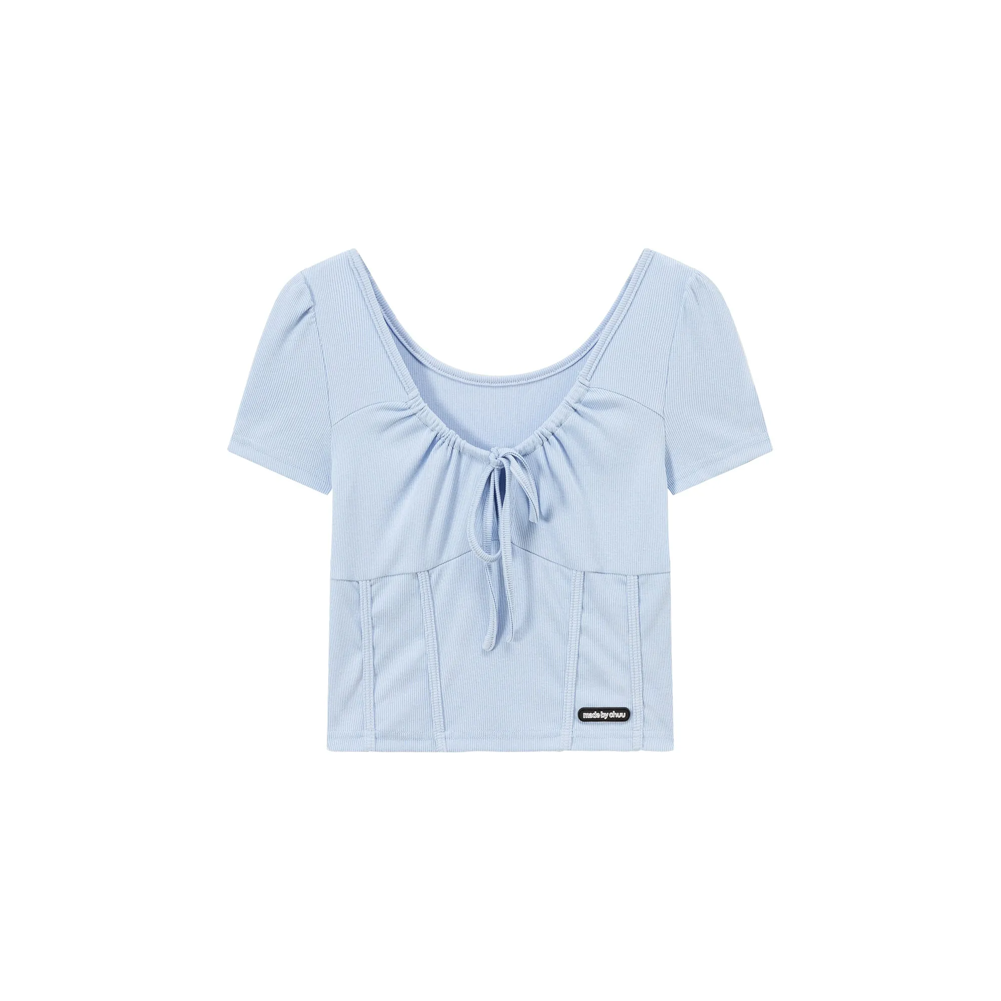 U-Neck Shirring String Corset Top