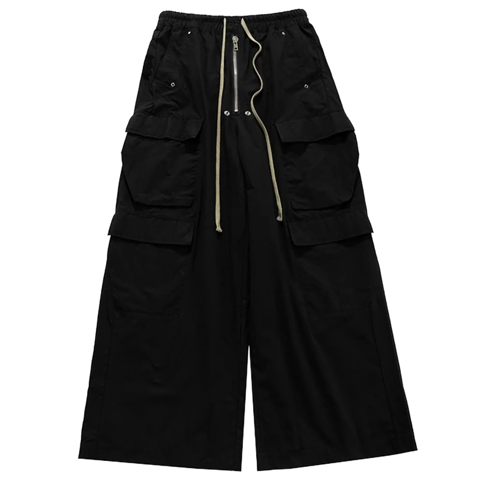 Ultra Wide Black Canvas Cargo Pants