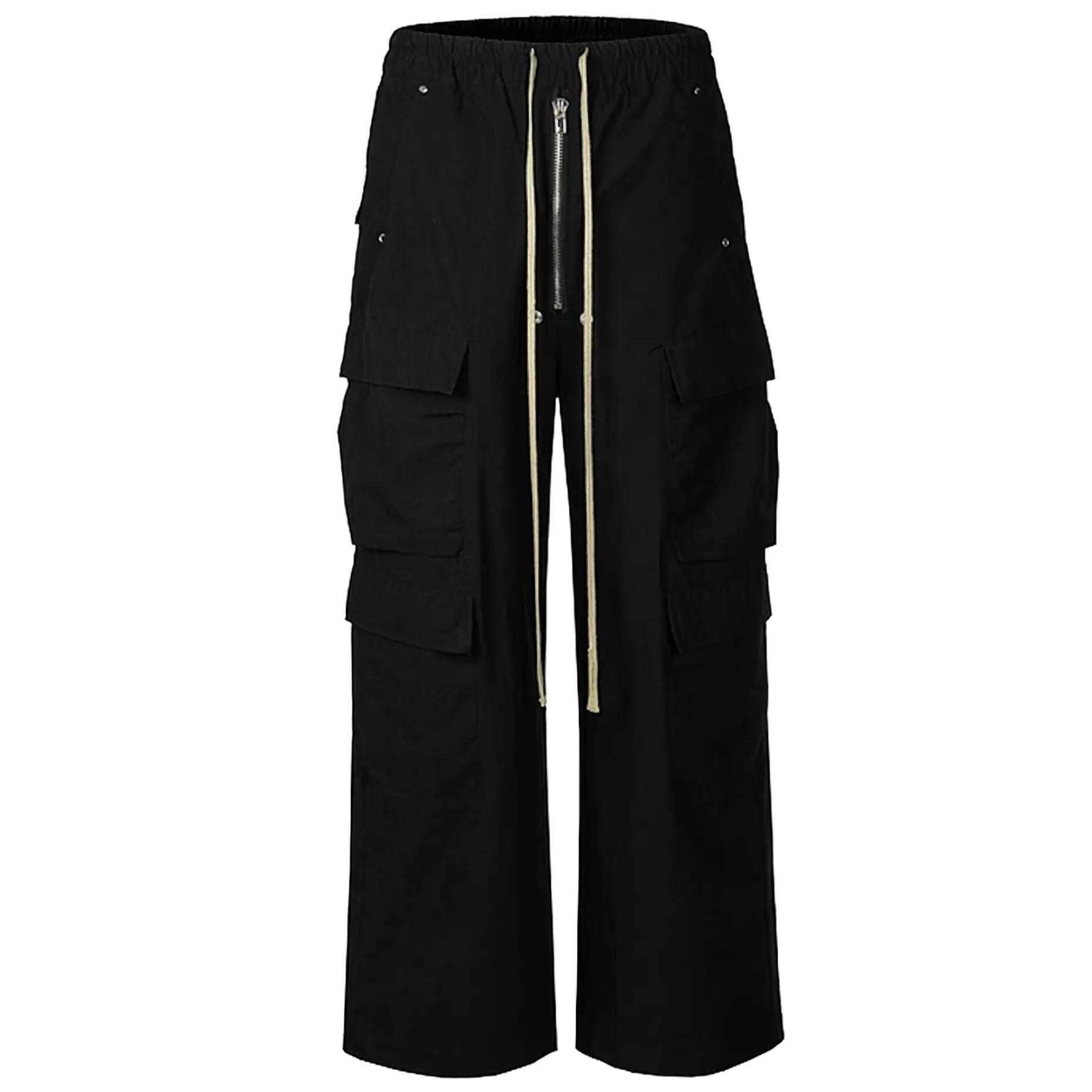 Ultra Wide Black Canvas Cargo Pants