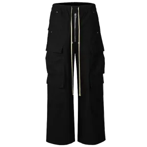 Ultra Wide Black Canvas Cargo Pants