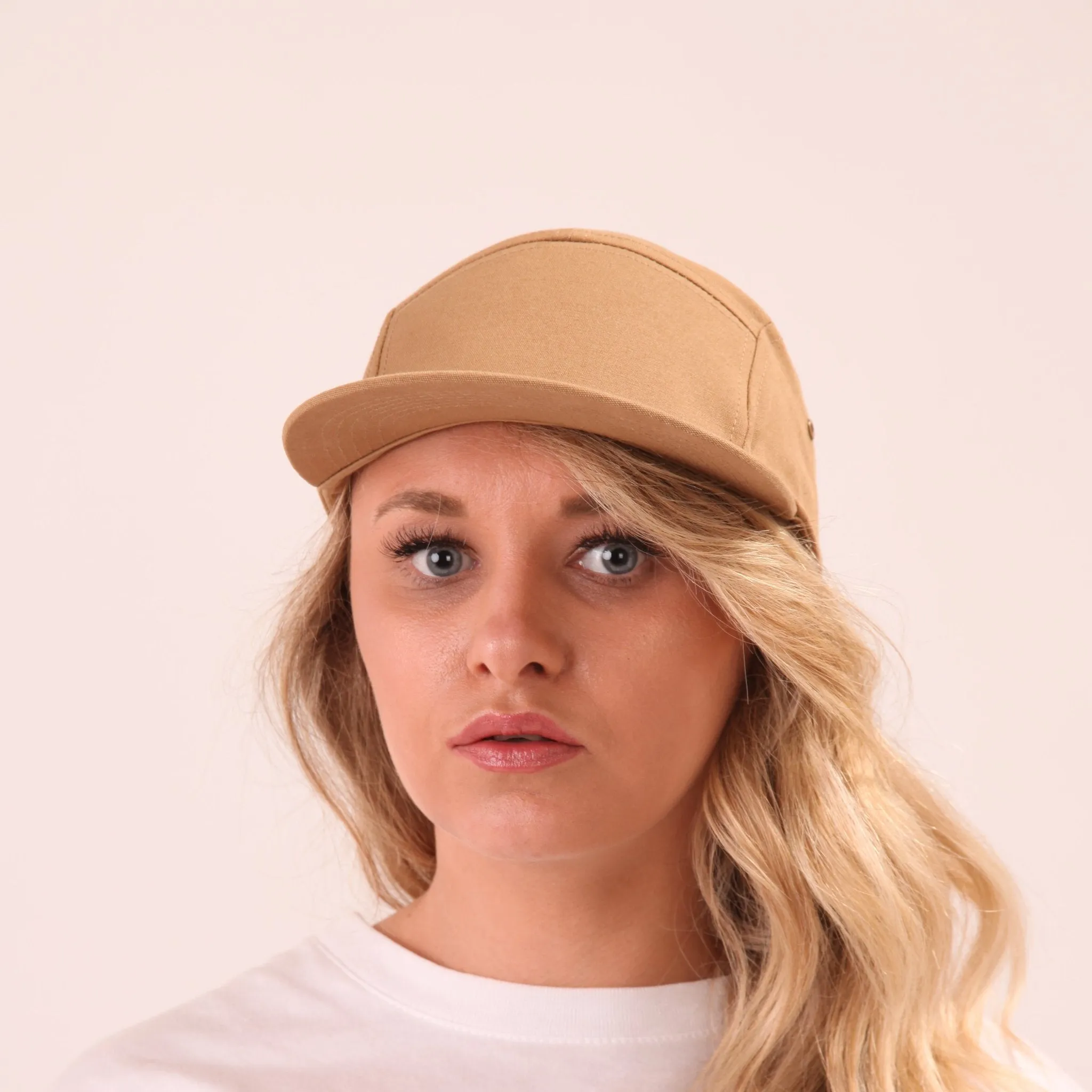UNIFY Hats - Womens Streetwear Cap - Skater Cap - 5 Panel Hat - Beige Cap