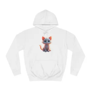 Unisex College Hoodie - 80% cotton, 20% polyester - A cute white kitten sitting up with blue eyes