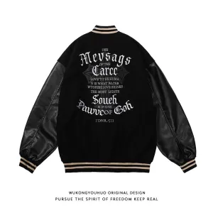 Unisex embroidered color-blocking baseball jacket men's winter jacket