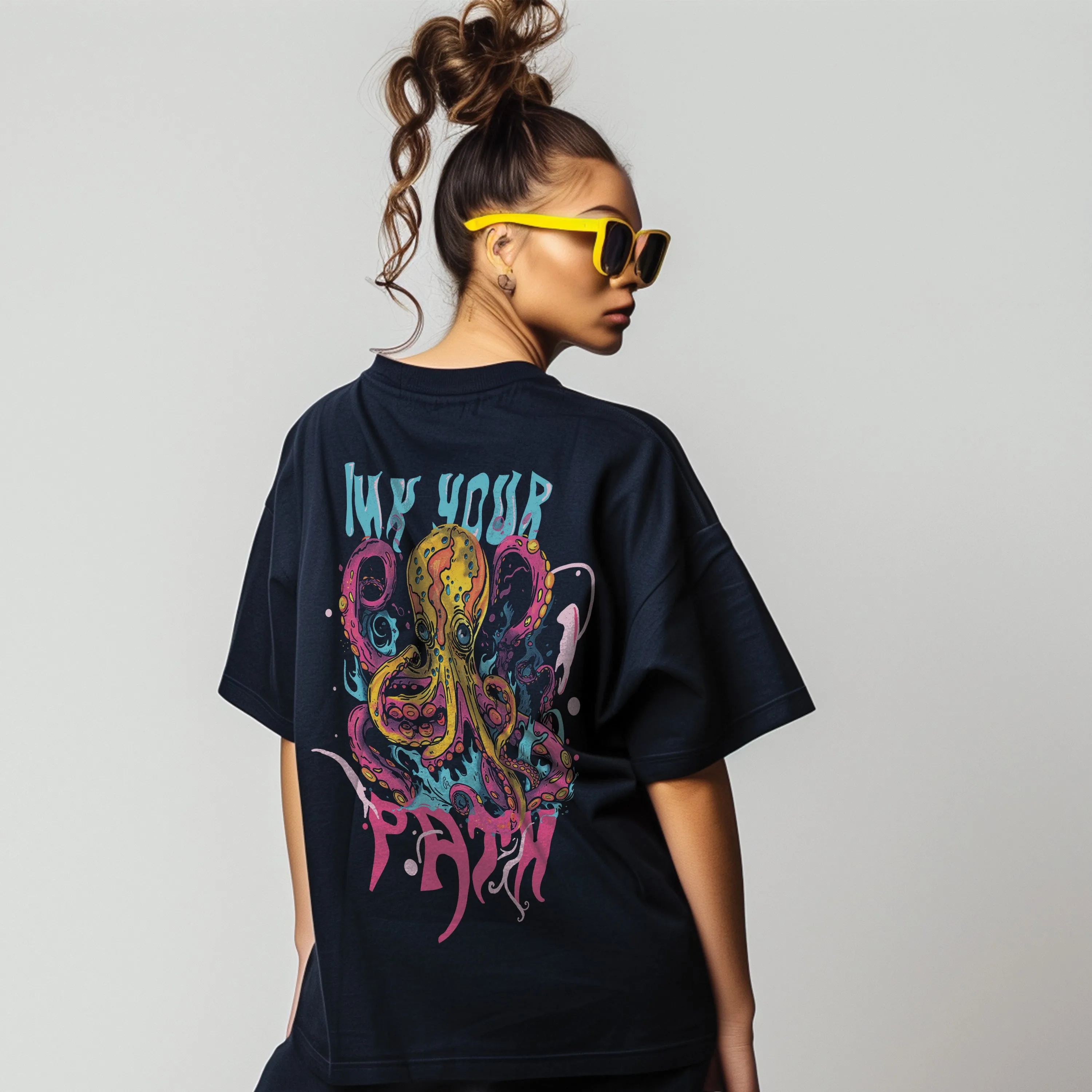 Unisex Inky Octopus Oversized Graphic Tees