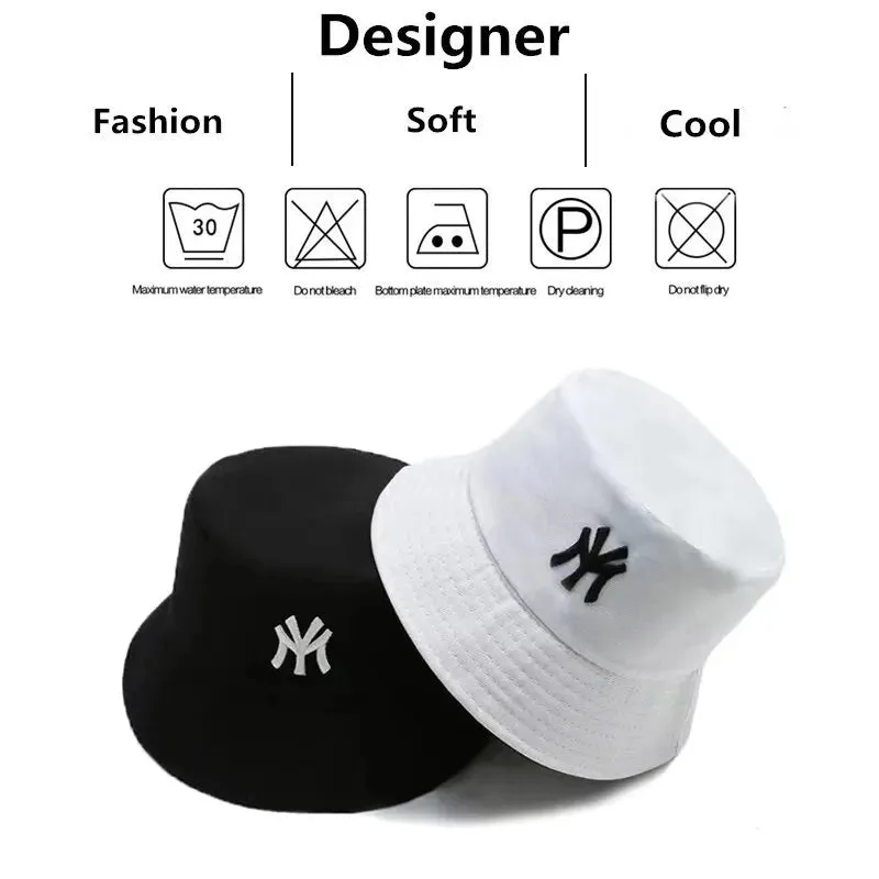 Unisex Letter Embroidery Two-sided Bucket Hats
