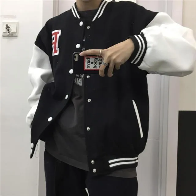 Unisex Oversized streetwear retro baseball uniform jacket women's