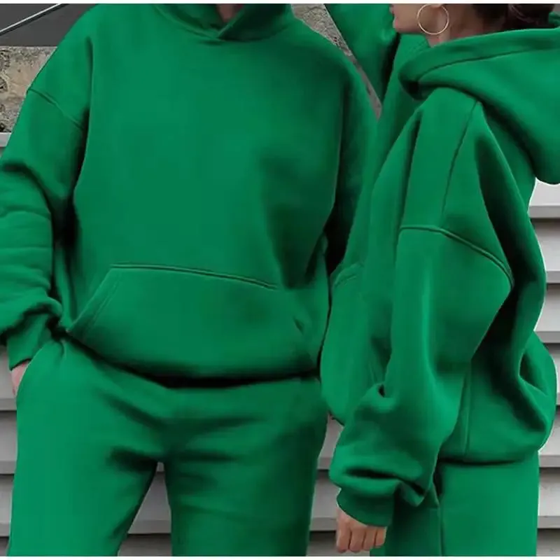 Unisex Tracksuit Two Pieces Sets Oversized Hooded Sweatshirts   Trousers