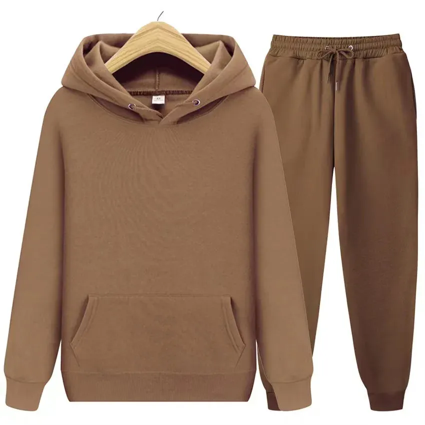 Unisex Tracksuit Two Pieces Sets Oversized Hooded Sweatshirts   Trousers